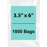 Clear Flat poly bags 1.5 Mil 3.5"X6" 1000 Bags