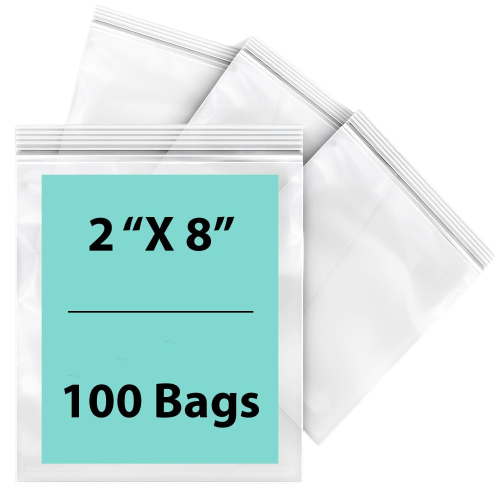 LDPE 2 mil Reclosable Poly Bags 2X8 inches 100 Bags