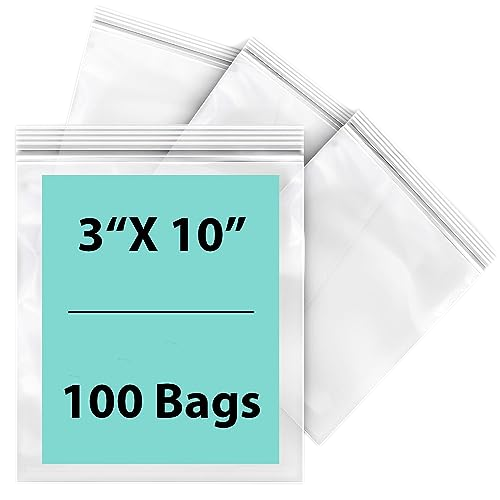 LDPE 2 mil Reclosable Zipper Poly Bags 3X10 inches 100 Bags