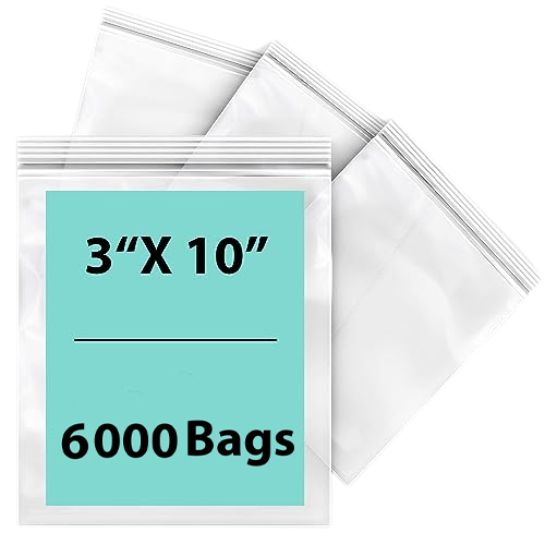 LDPE 2 mil Reclosable Zipper Poly Bags 3X10 inches 6000 Bags