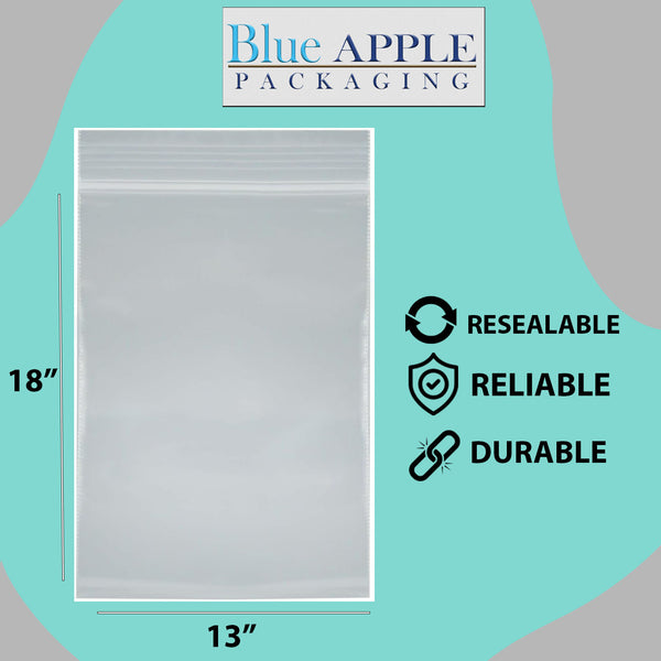 Resealable Plastic Bags 2 Mil 13X18 inches Lock Seal Zipper