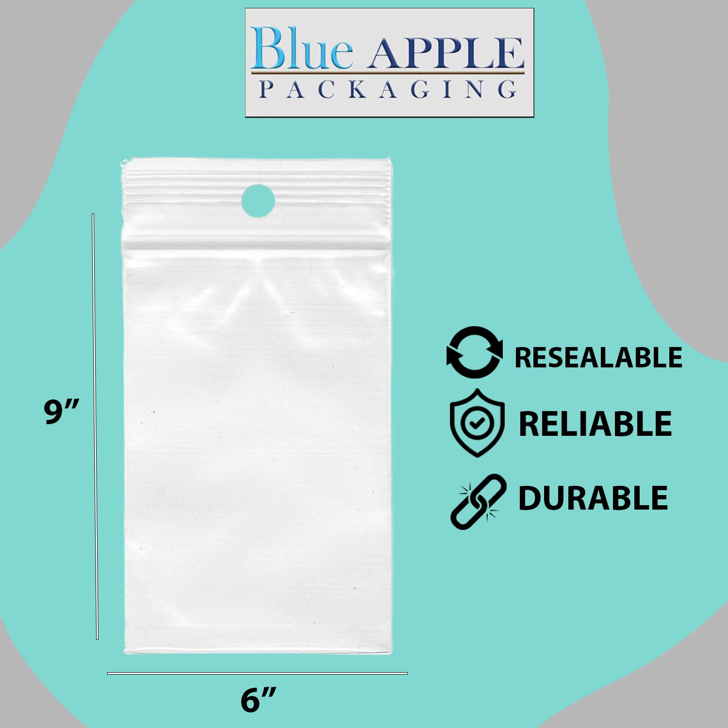 LDPE 4 mil 6" X 9" Reclosable Poly Bags with Hang Hole