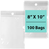 8X10 inches Reclosable Poly Bags with Hang Hole 4 Mil (LDPE) Single Track Zipper