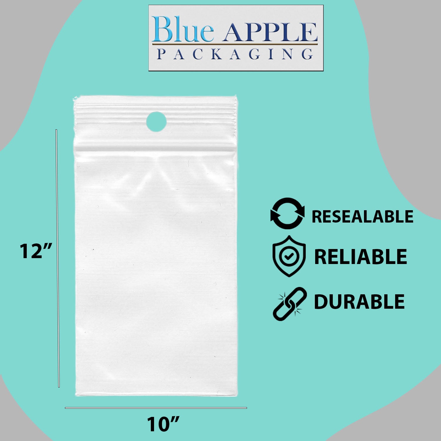 LDPE Reclosable Poly Bags with hang hole 10X12 inches