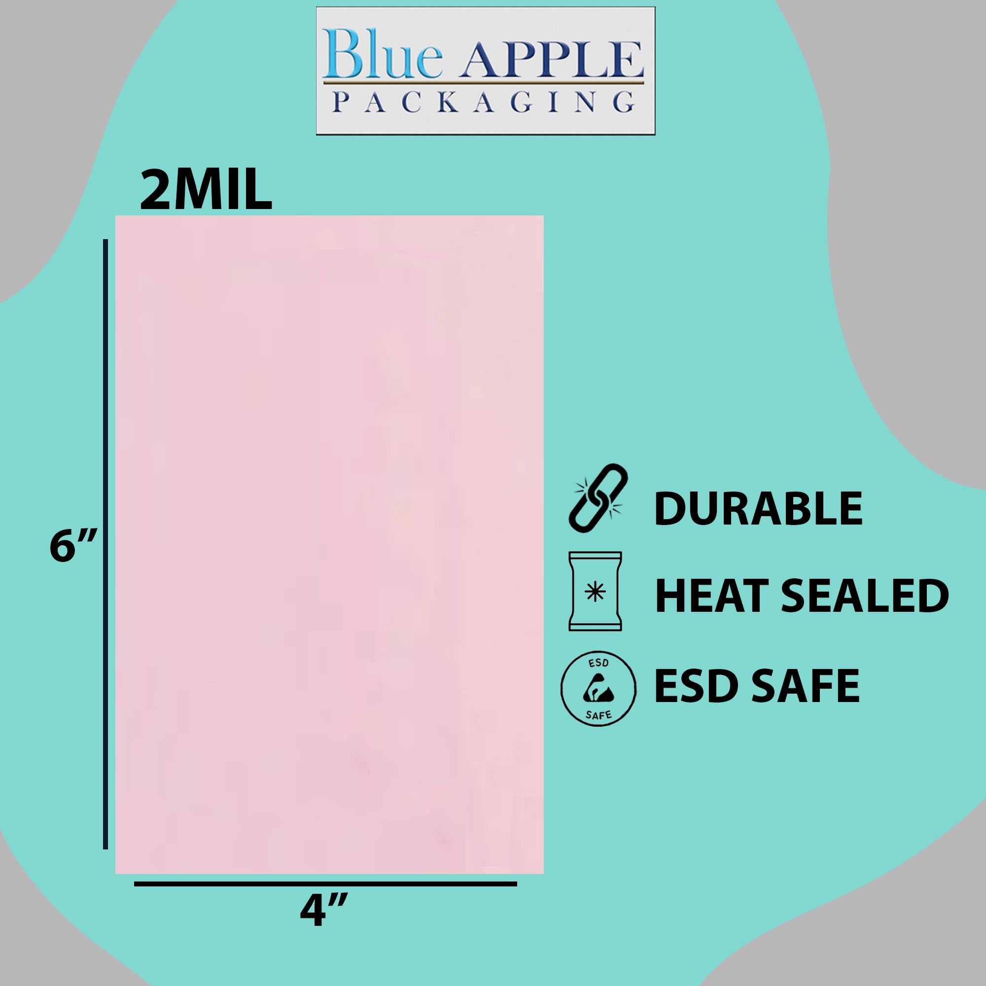 Pink Anti Static Bags 2 Mil 4" X 6"