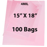 Pink Anti Static Bags 4 mil 15" X 18" 100 Bags
