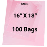Pink Anti Static Bags 4 mil 16" X 18" 100 Bags
