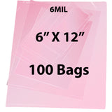 Pink Anti Static Bags 6 Mil 6" X 12" 100 Bags
