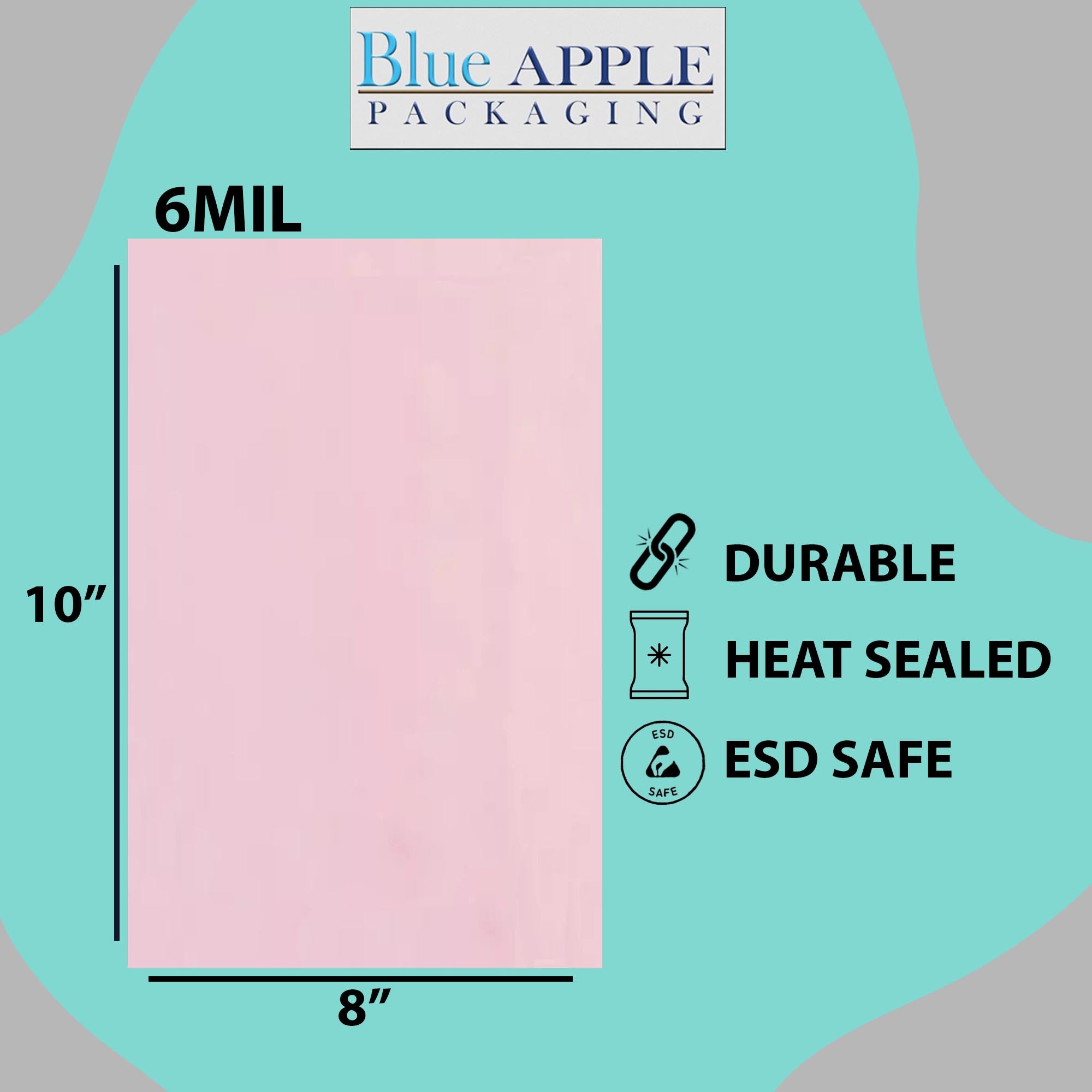 Pink Anti Static Bags 6 Mil 8" X 10"