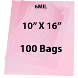 Pink Anti Static Bags 6 Mil 10" X 16" 100 Bags