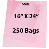 Pink Anti Static Bags 6 Mil 16" X 24" 250 Bags