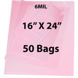 Pink Anti Static Bags 6 Mil 16" X 24" 50 Bags