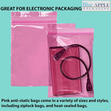 Pink Anti Static Zip lock bags 4 mil 12" X 15"