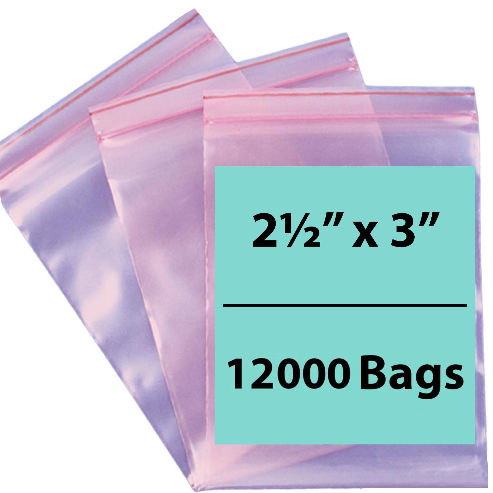 Pink Anti Static Zip lock bags 4 mil 2.5" X 3" 12000 Bags