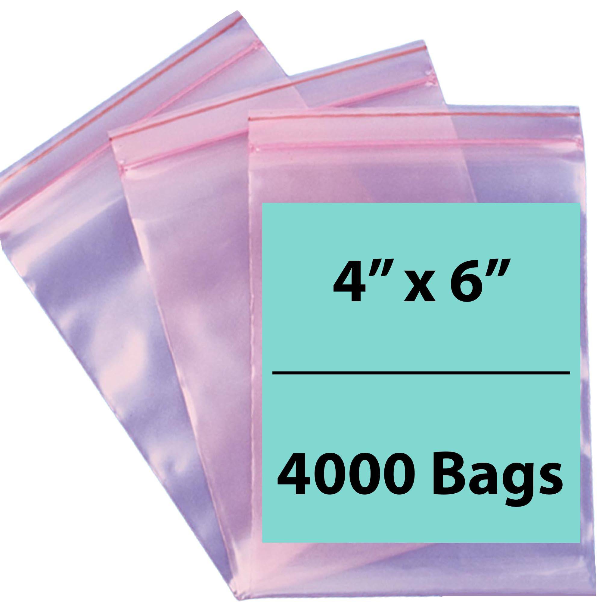 Pink Anti Static Zip lock bags 4 mil 4" X 6" 4000 Bags