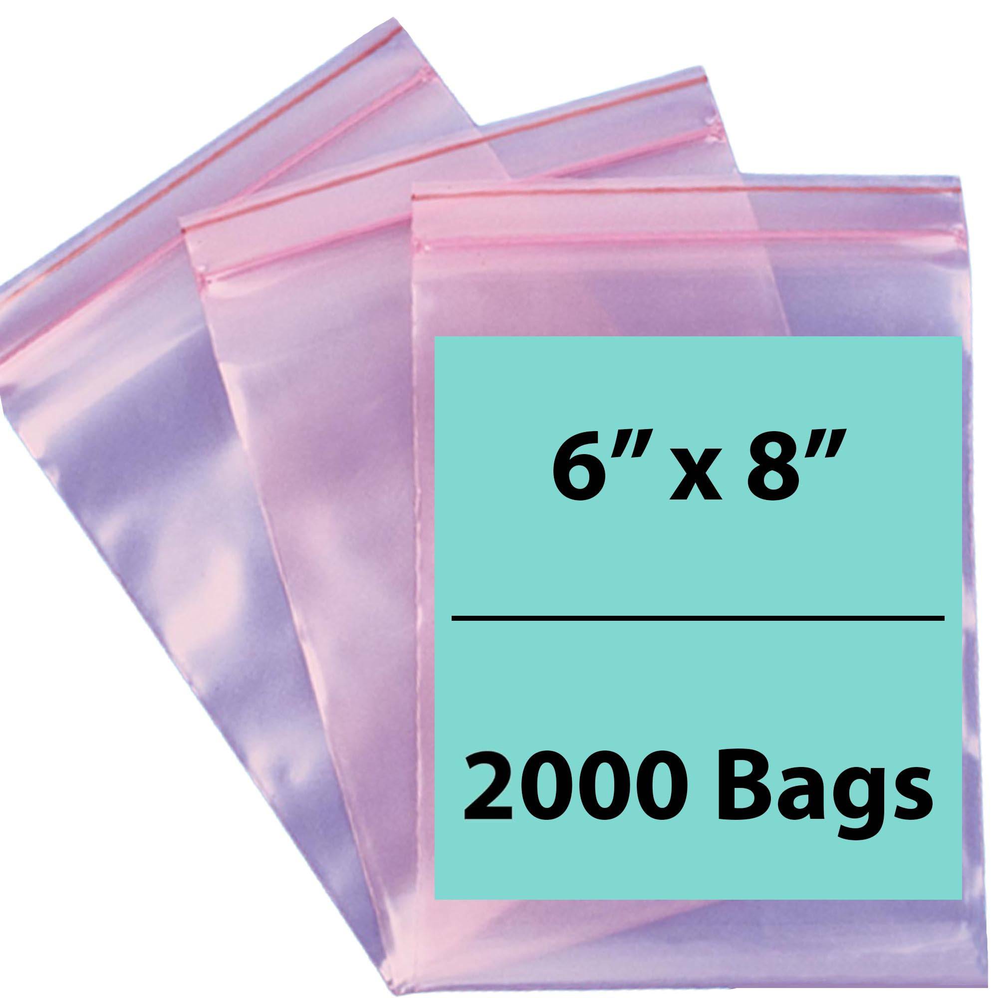 Pink Anti Static Zip lock bags 4 mil 6" X 8" 2000 Bags