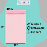 Pink Anti Static Zip lock bags 4 mil 12" X 15"