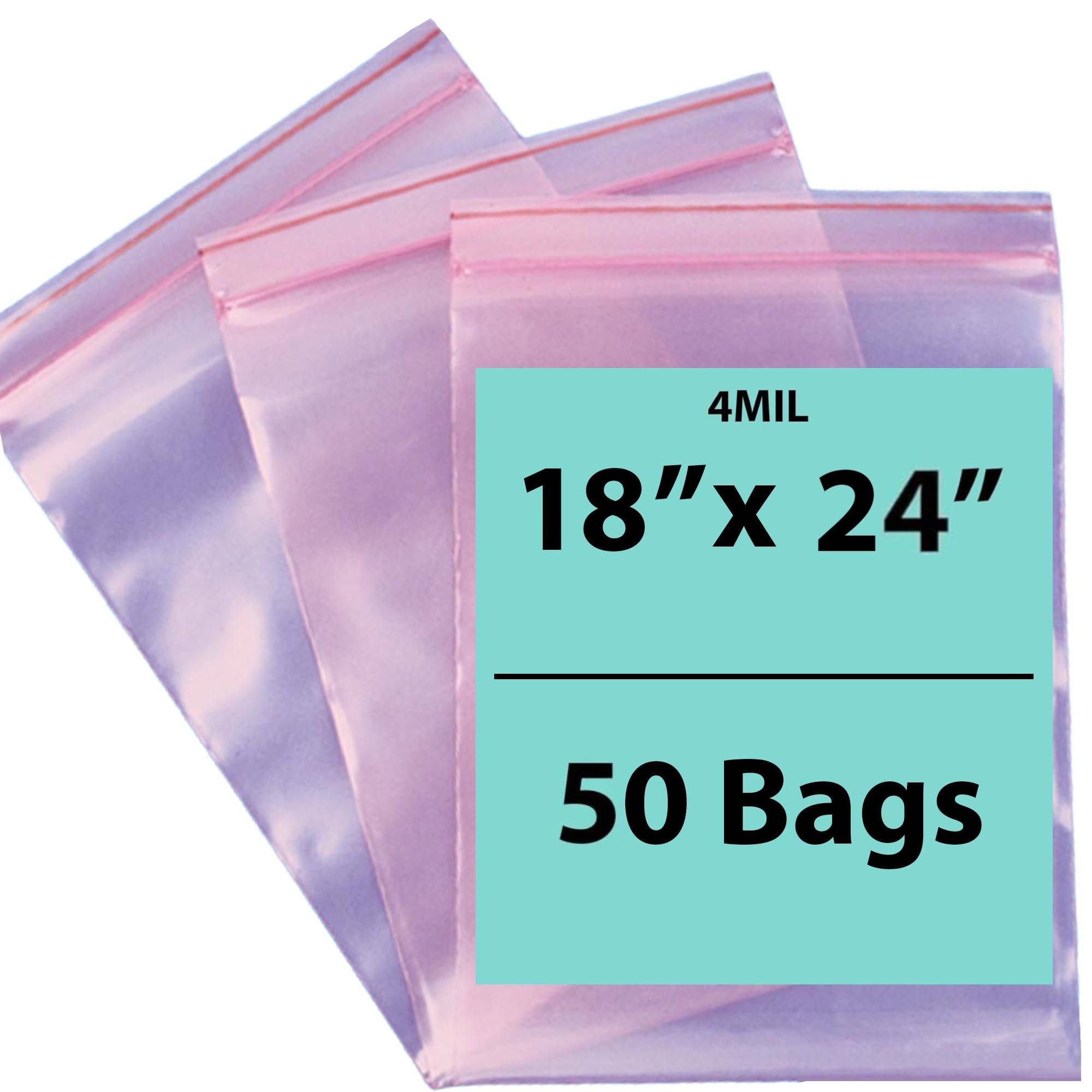 Pink Anti Static Zip lock bags 4 mil 18" X 24" 50 Bags