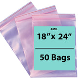 Pink Anti Static Zip lock bags 4 mil 18" X 24" 50 Bags
