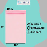 Pink Anti Static Zip lock bags 4 mil 18" X 24"