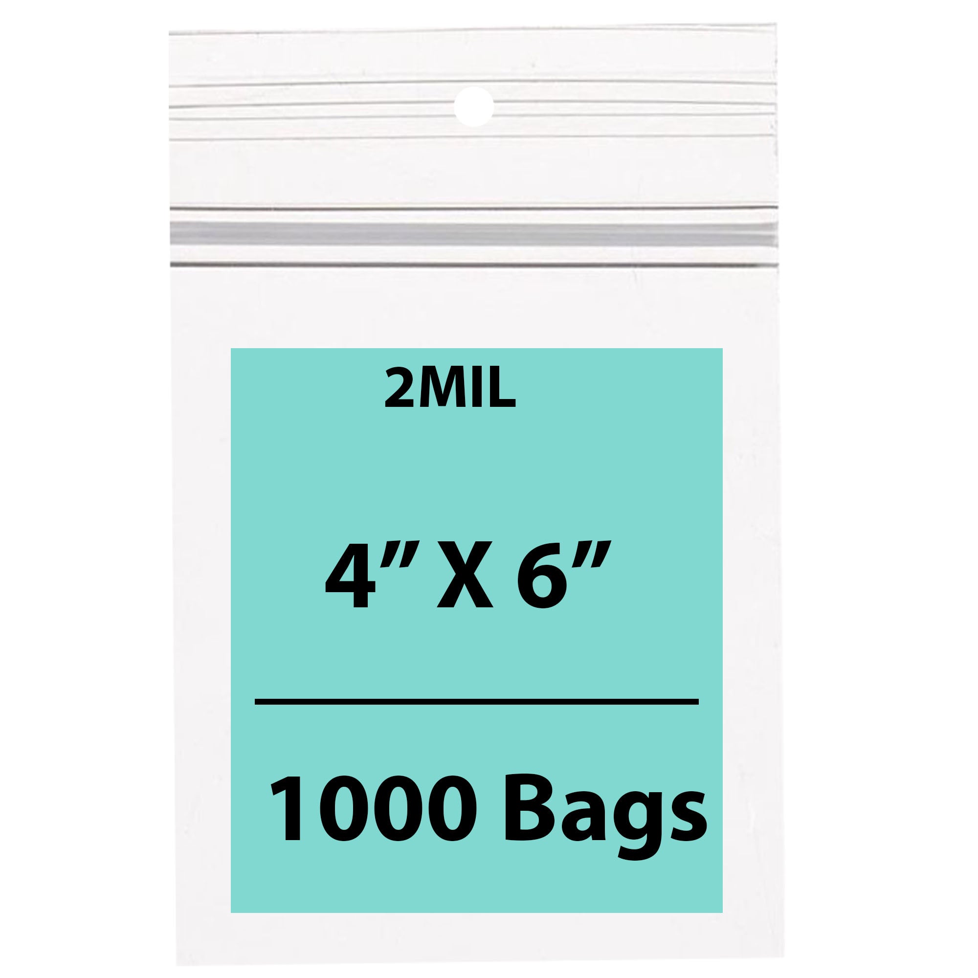 Polypropylene Ziplock Bags with hang hole 2 Mil 4X6 inches 1000 Bags