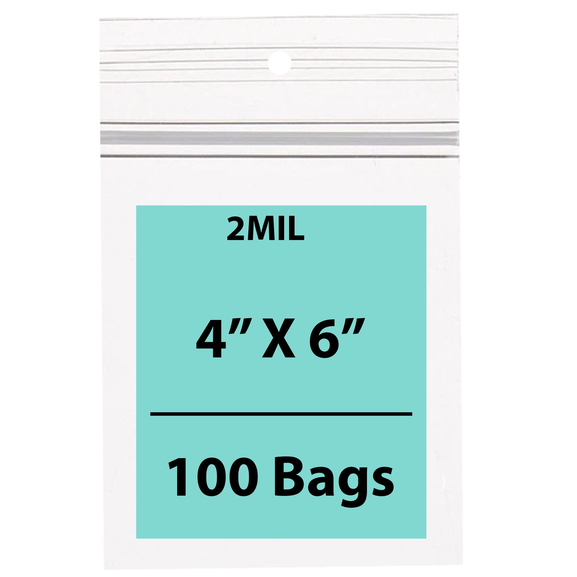 Polypropylene Ziplock Bags with hang hole 2 Mil 4X6 inches 100 Bags