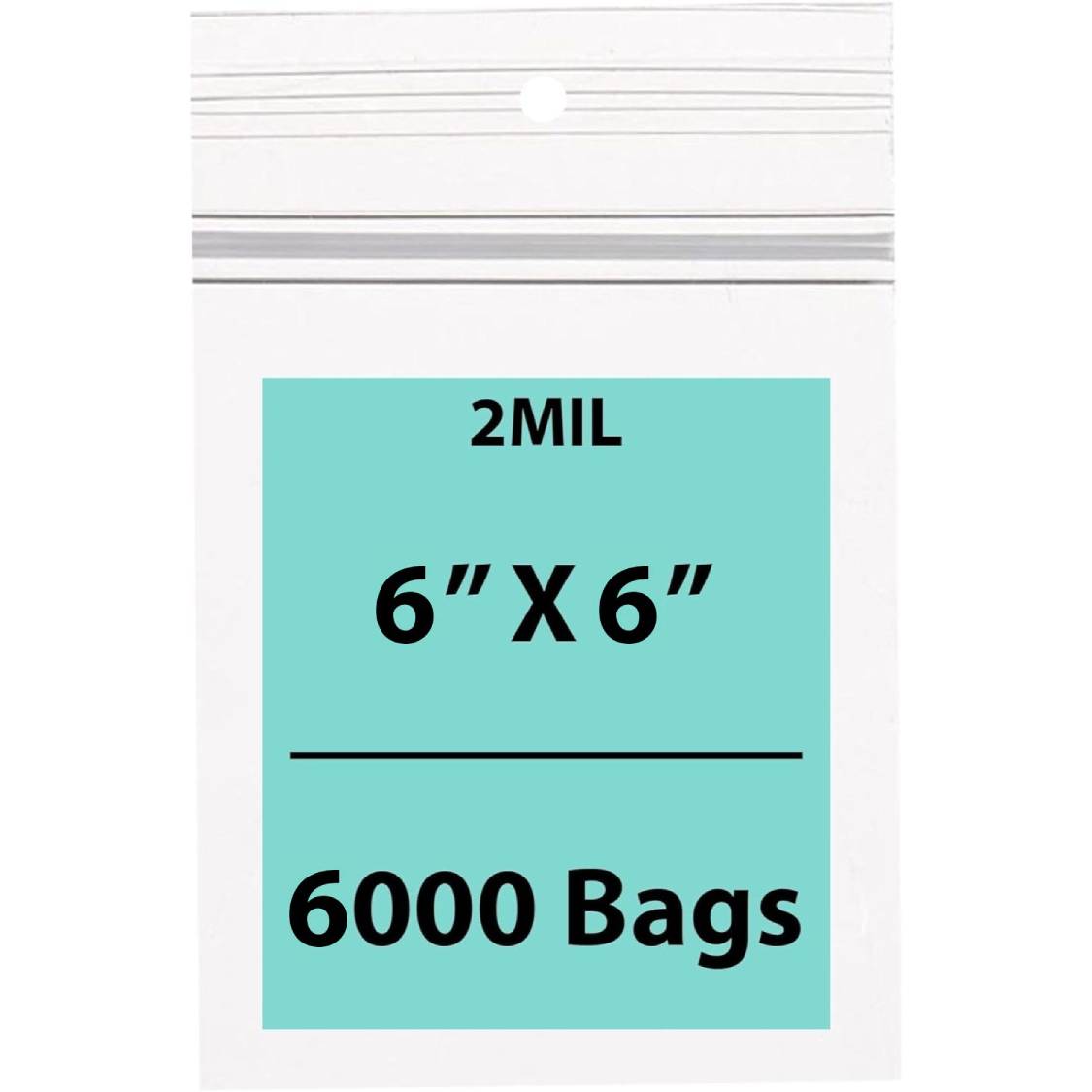Polypropylene Ziplock Bags with hang hole 2 Mil 6X6 inches 6000 Bags