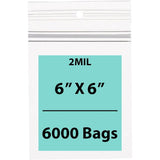 Polypropylene Ziplock Bags with hang hole 2 Mil 6X6 inches 6000 Bags