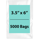 Clear Flat poly bags 1.5 Mil 3.5"X6" 5000 Bags