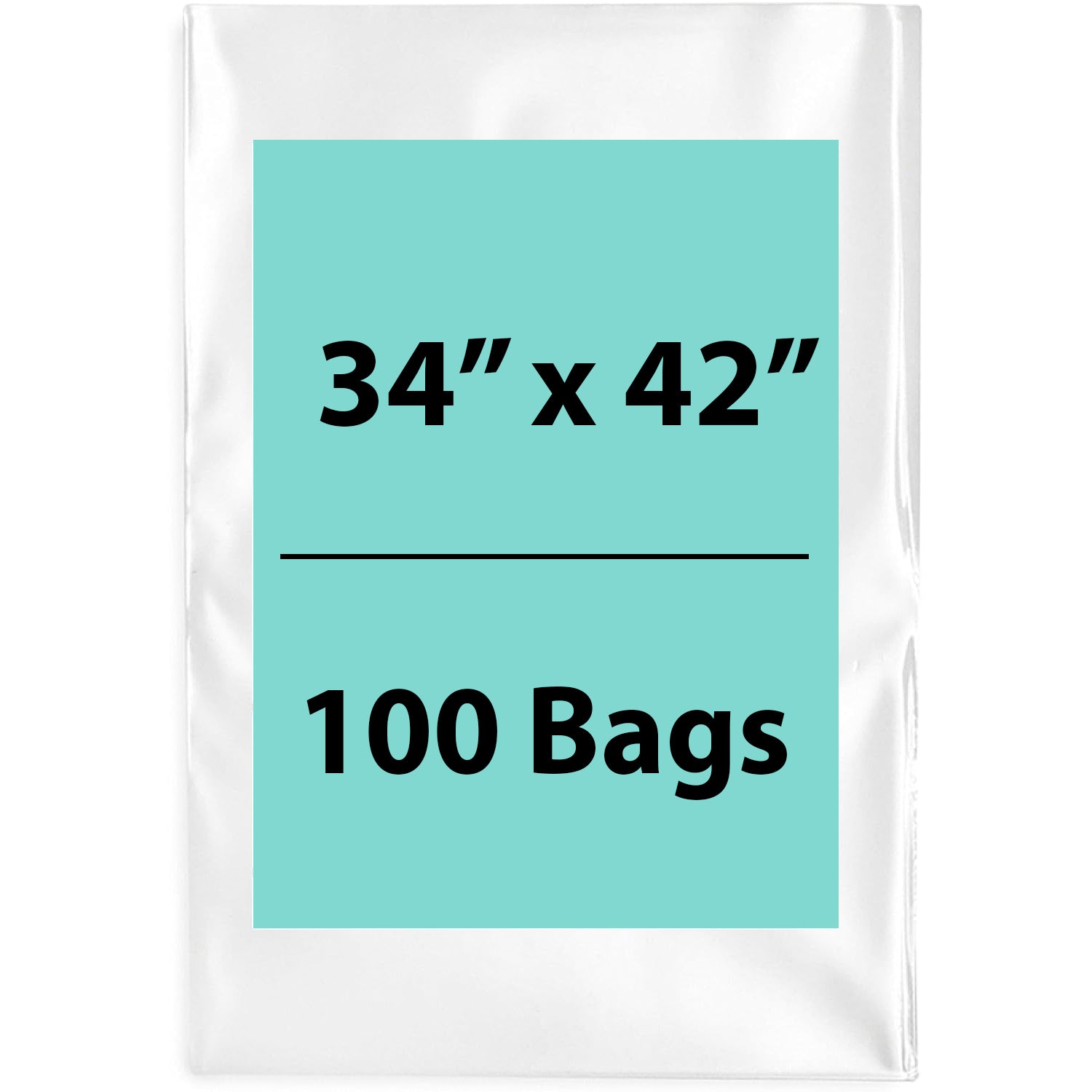 Clear Poly Bags 4Mil 34X42 Flat Open Top (LDPE) Pack of 100 Bags