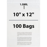 Poly Bags with suffocation warning 1.5 Mil 10X12 inches 100 Bags