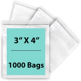 LDPE 2 mil Reclosable Zipper Poly Bags 3X4 inches 1000 Bags