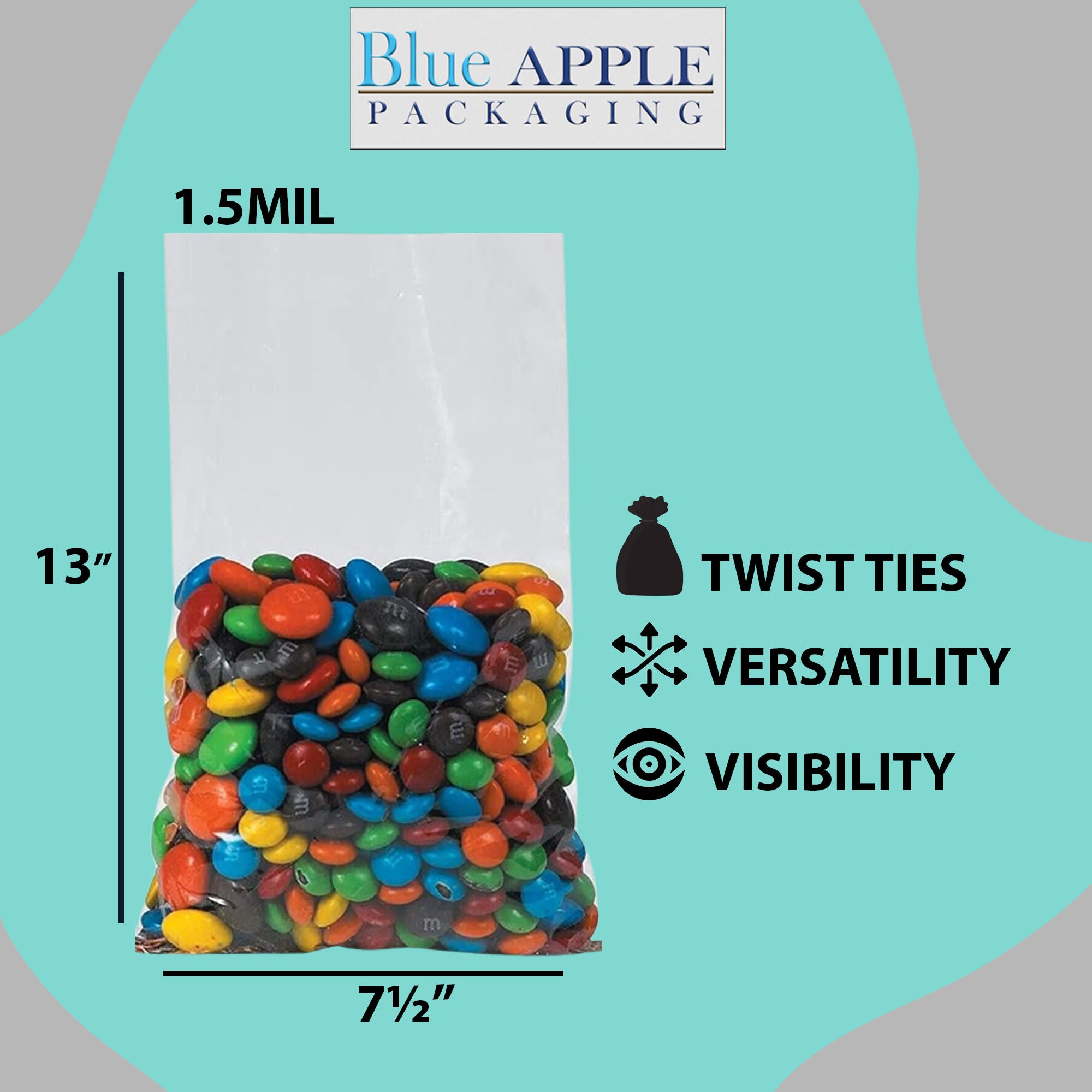 Flat Polypropylene Bags 1.5 Mil 7.5X13 inches