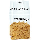 Gusseted Polypropylene Bags 1.5 Mil 3X1.75X8.25 inches 12000 Bags