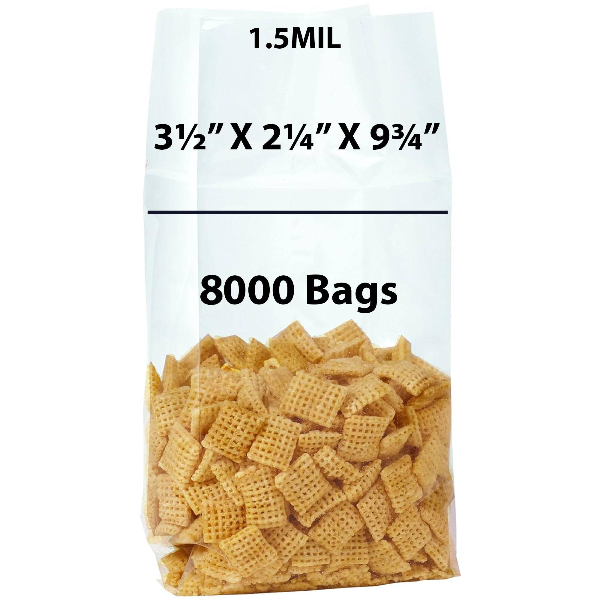 Gusseted Polypropylene Bags 1.5 Mil 3.5X2.25X9.75 inches 8000 Bags