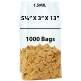 Gusseted Polypropylene Bags 1.5 Mil 5.25X3X13 inches 1000 Bags