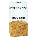 Gusseted Polypropylene Bags 1.5 Mil 8X3X15 inches 1000 Bags