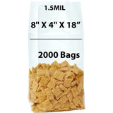 Gusseted Polypropylene Bags 1.5 Mil 8X4X18 inches 2000 Bags