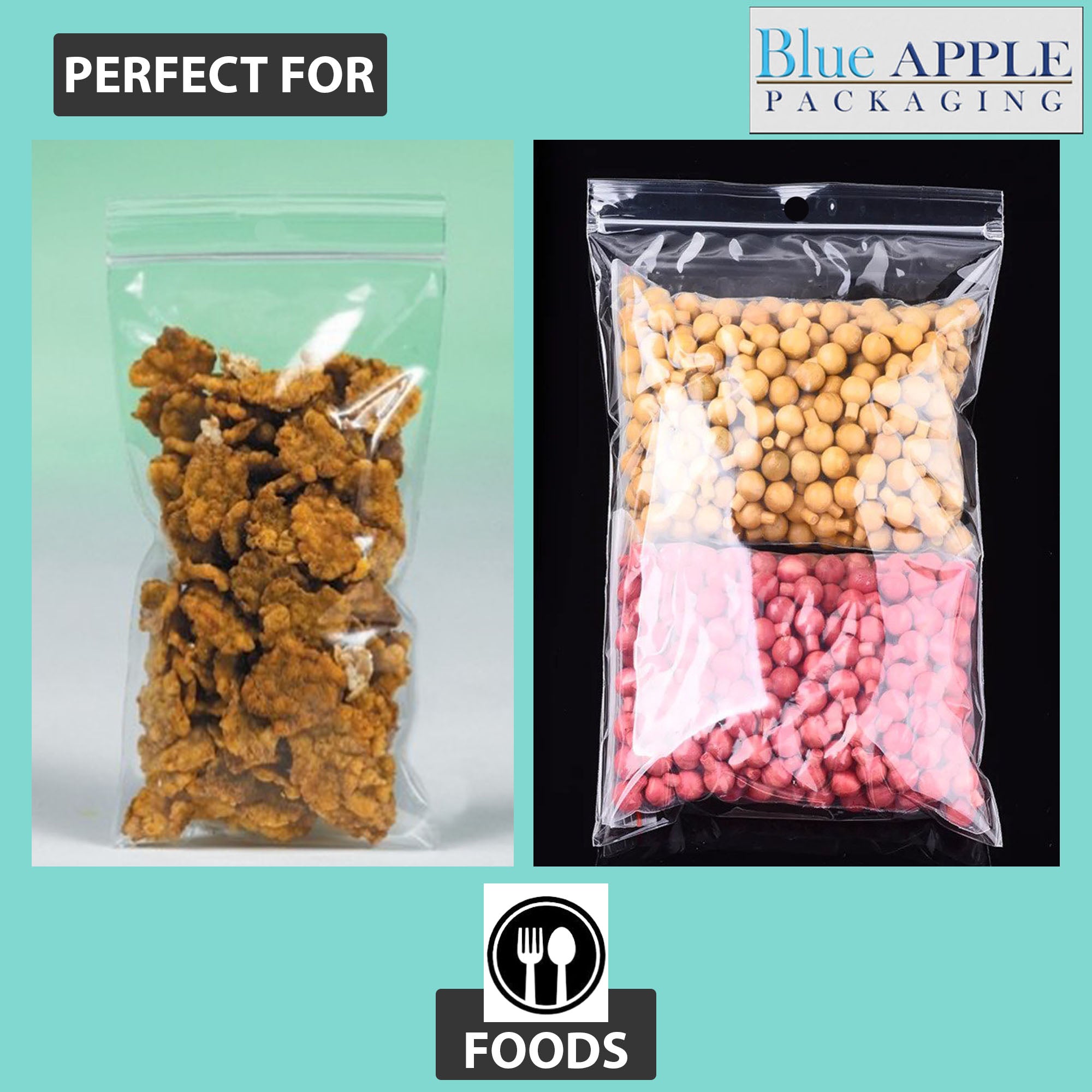 Polypropylene Ziplock Bags with hang hole 2 Mil 5X8 inches