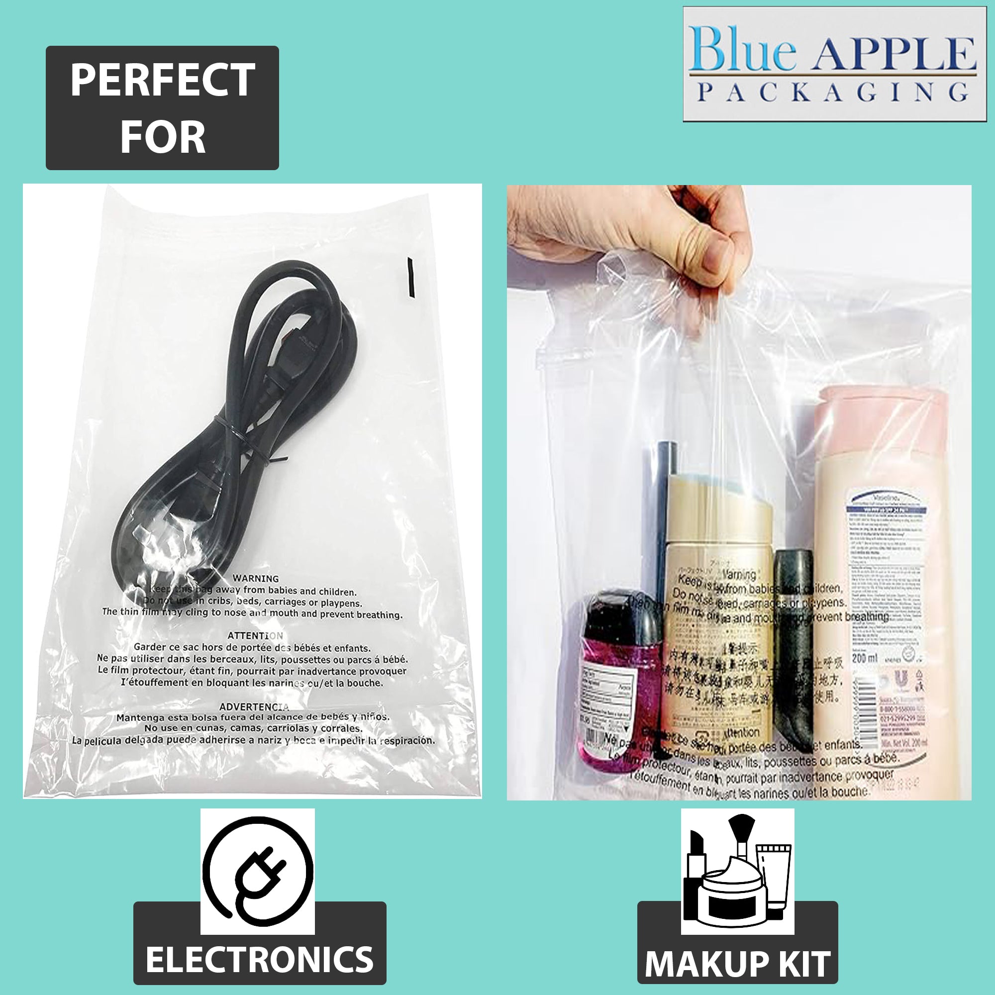 Poly Bags with suffocation warning 1.25 Mil 12 inch X 18 inch