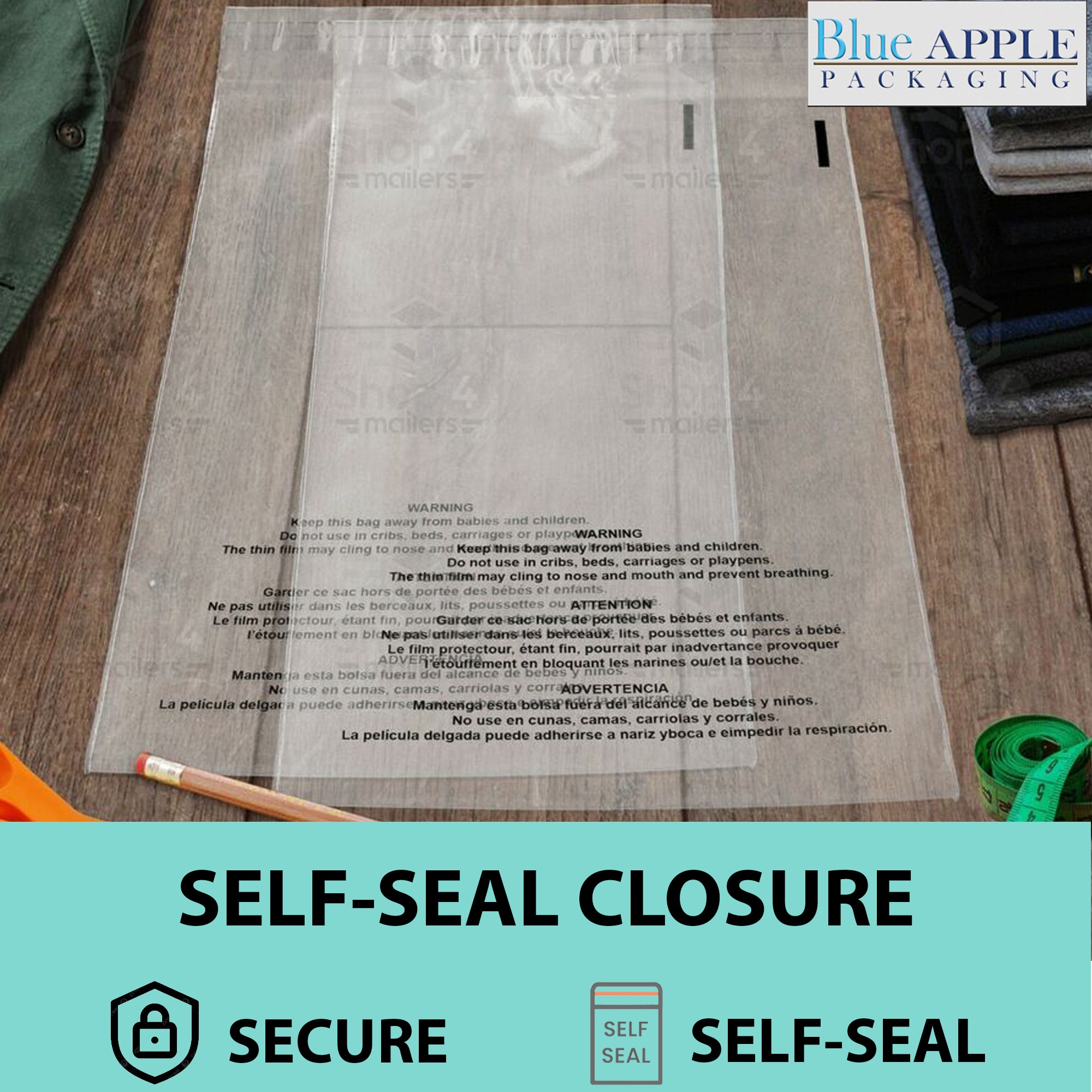 Poly Bags with suffocation warning 1.5 Mil 14X20 inches