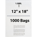 Poly Bags with suffocation warning 1.25 Mil 12 inch X 18 inch Pack of 1000 Bags
