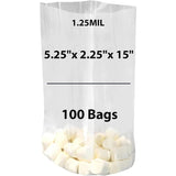 LDPE Clear Gusseted Poly bags 1.25 mil 5.25" X 2.25" X 15" 100 Bags