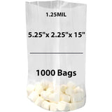 LDPE Clear Gusseted Poly bags 1.25 mil 5.25" X 2.25" X 15" 1000 Bags