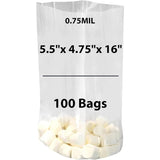 LDPE 5.5"X4.75"X16" 0.75 Mil Clear Gusseted Poly Bags 100 Bags