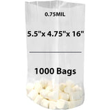 LDPE 5.5"X4.75"X16" 0.75 Mil Clear Gusseted Poly Bags 1000 Bags