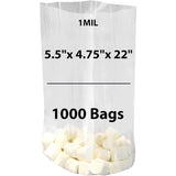 LDPE 1 mil 5.5" X 4.75" X 22" Clear Gusseted Poly Bags 1000 Bags