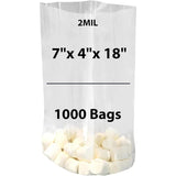 LDPE Clear Gusseted Poly Bags 2 mil 7" X 4" X 18" 1000 Bags