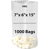 LDPE 1 mil 7" X 6" X 15" Clear Gusseted Poly Bags 1000 Bags