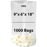 LDPE 1 mil 9" X 6" X 18" Clear Gusseted Poly Bags 1000 Bags